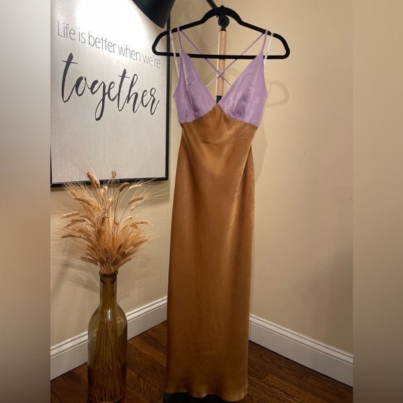 ASOS Maxi Gold and Lilac Color Dress - Picture 2 of 13
